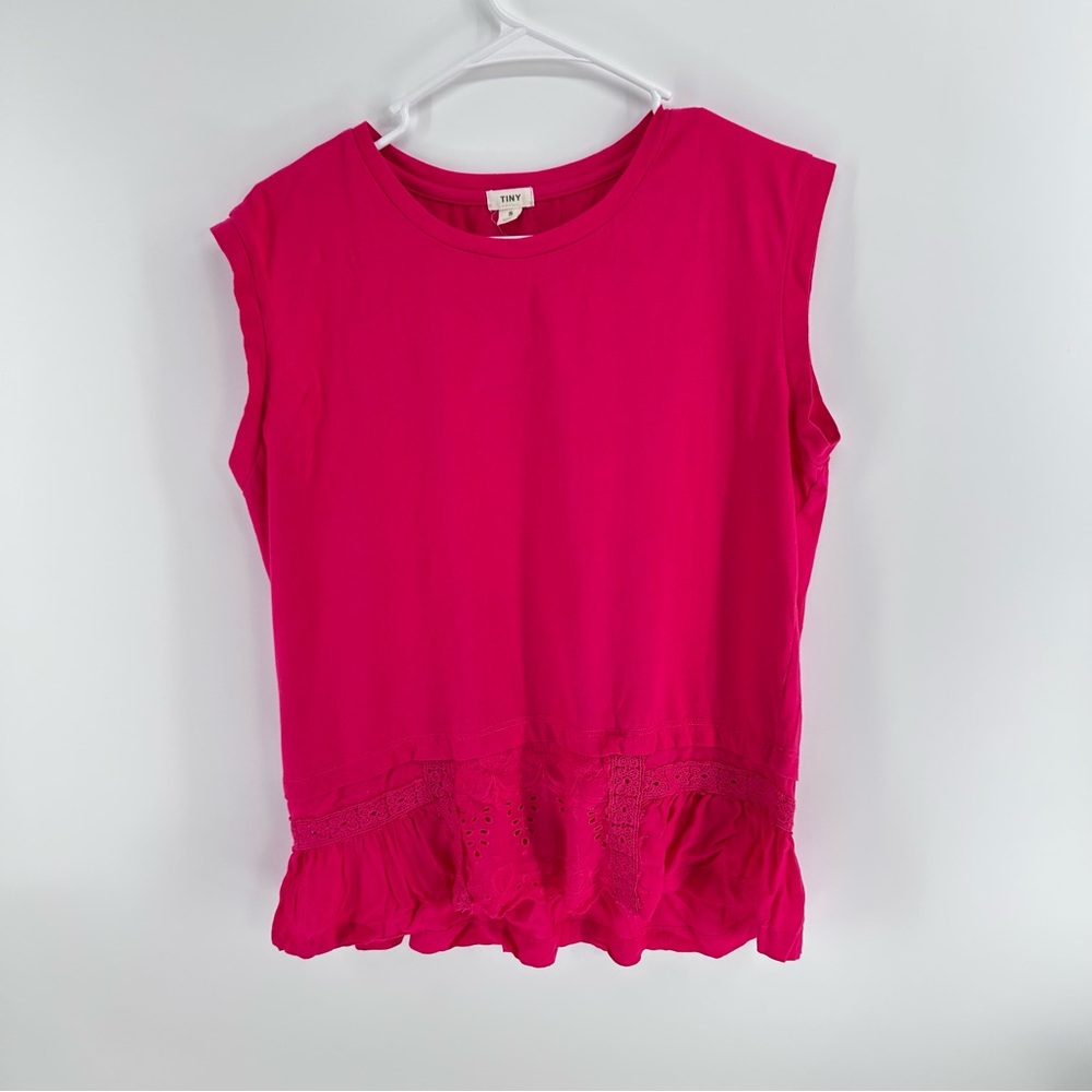 Tiny Brand Women’s Pink Sleeveless Top with Lace Hem | Small